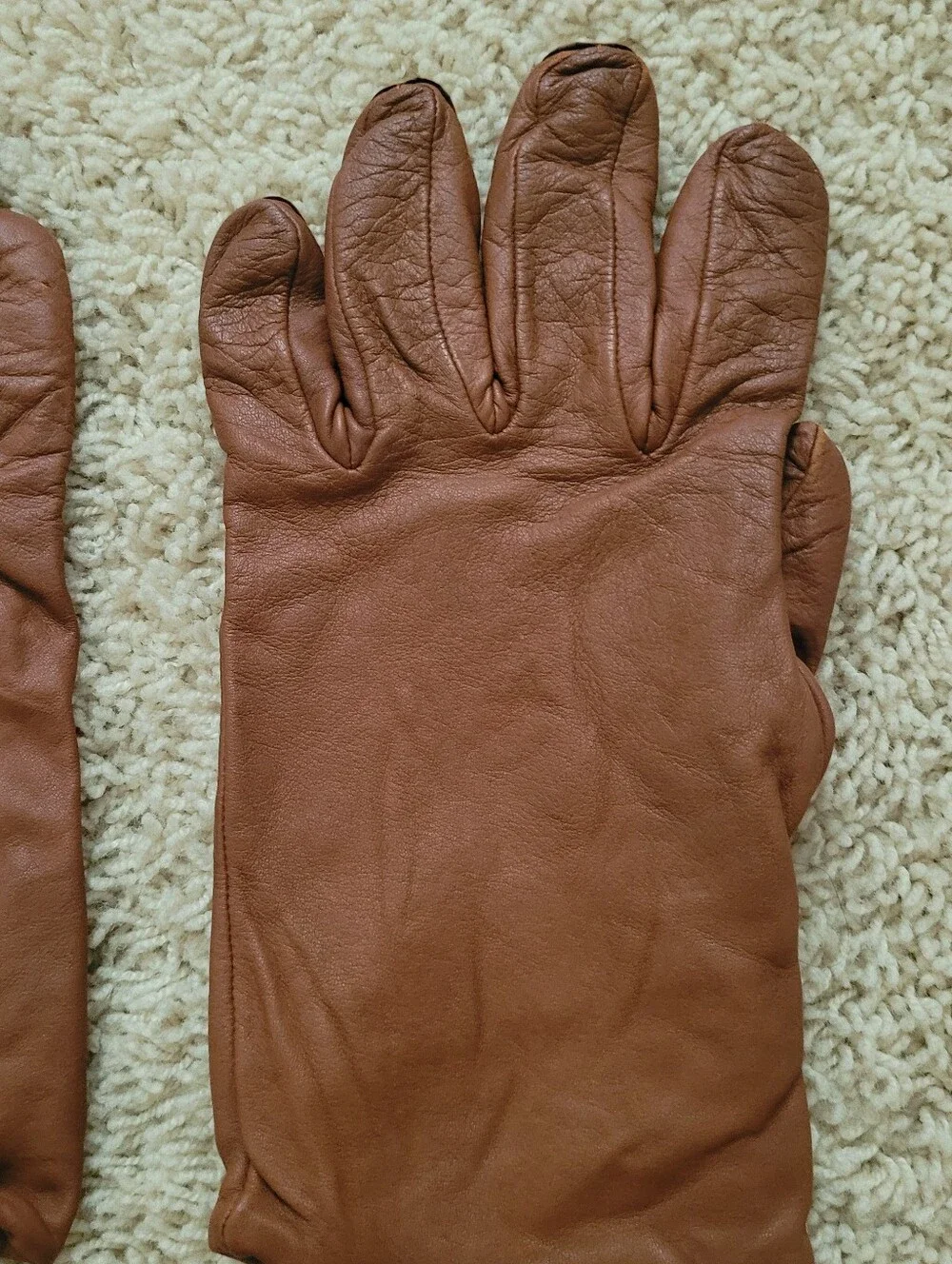 L.L. Bean Womens Brown Sheepskin Leather Gloves M Wool Cashmere Lined